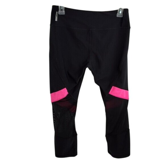RBX Capri Leggings Womens Size M Black Pink Athletic Workout Pants Mesh Panel - Picture 4 of 5
